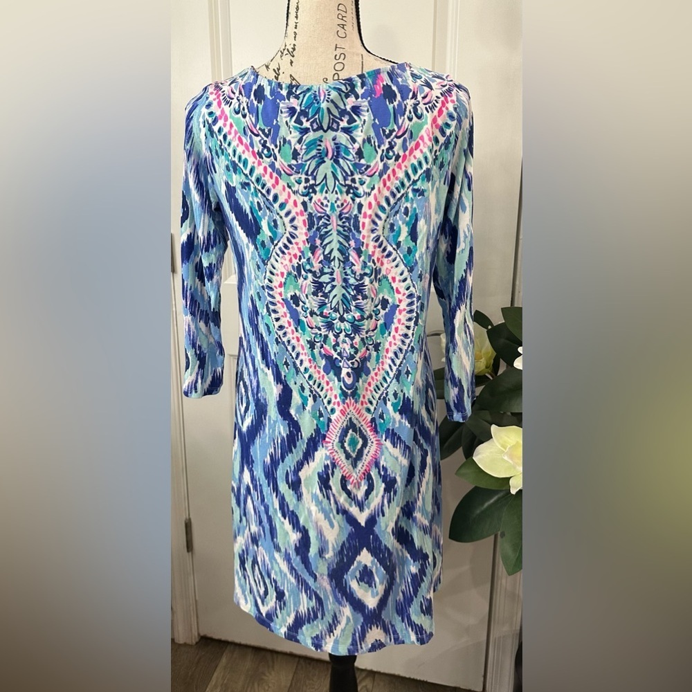 💙 Lilly Pulitzer Ophelia Swing Dress – Blue Swish “Skipped a Beach” Print 💙🌴 - Picture 11 of 16